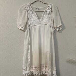 Joie Cream Lace Accent Mini Dress a